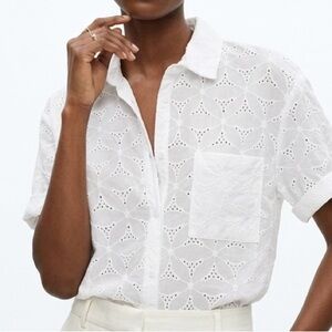 Cotton On White Sloane Oversized Eyelet Embroidered Shirt Size 10